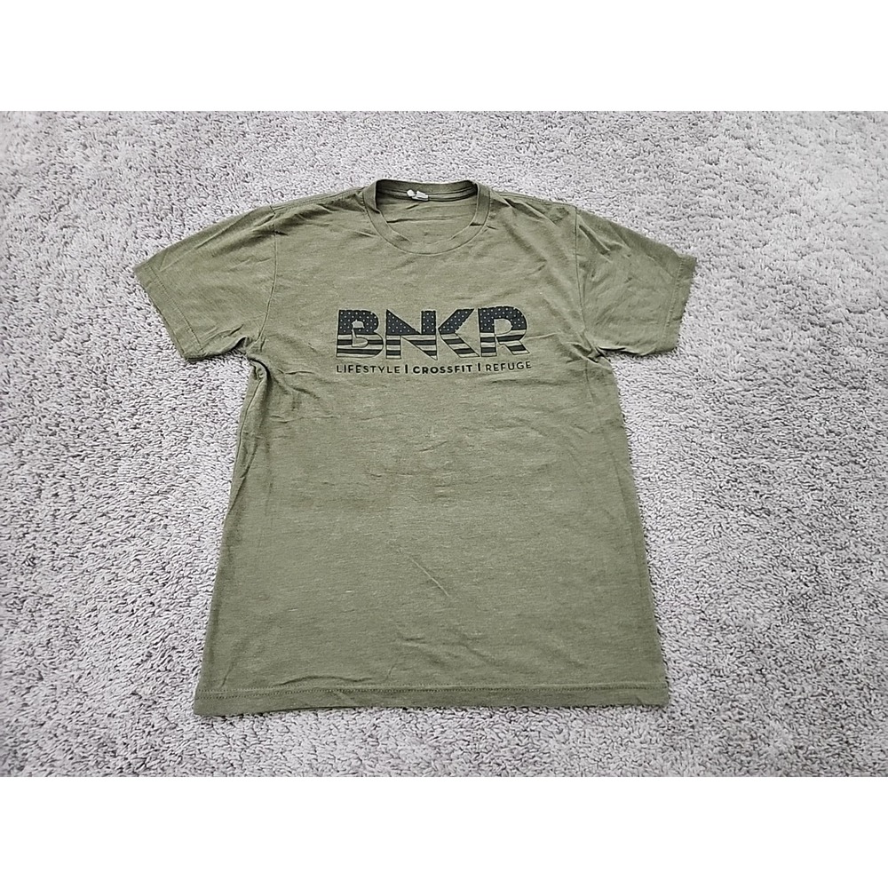 BNKR Lifestyle Crossfit Refuge Graphic T Shirt Mens M Green USA Flag Patriotic